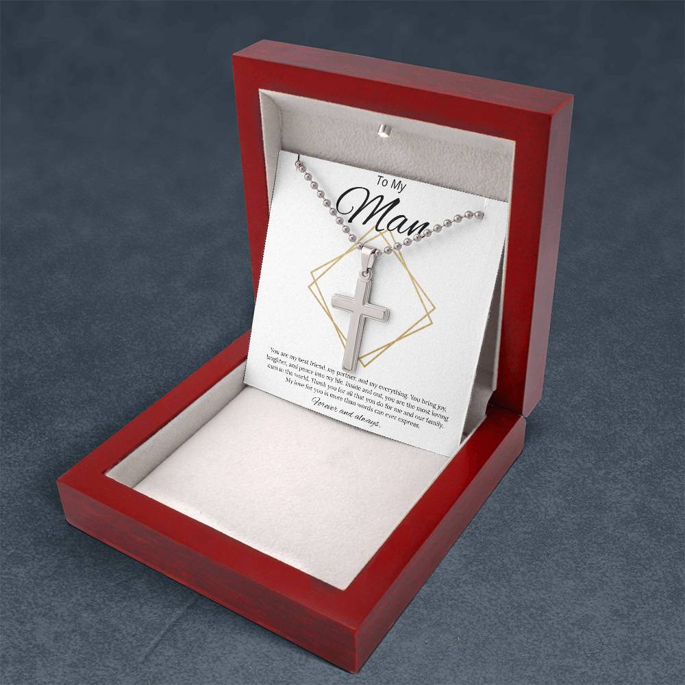 To My Man - You are My Best Friend - Stainless Cross Necklace