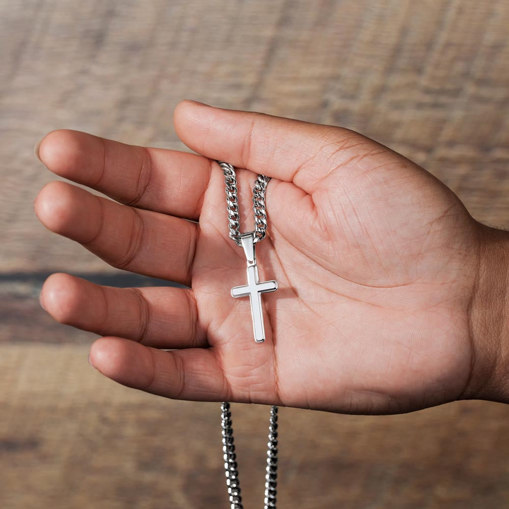 To My Wonderful Son - I am Proud - Cuban Link Chain Cross