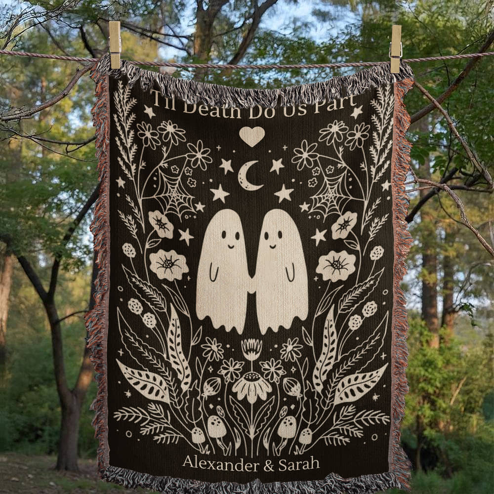Til Death Do Us Part Ghost Couple | Personalized Woven Blanket