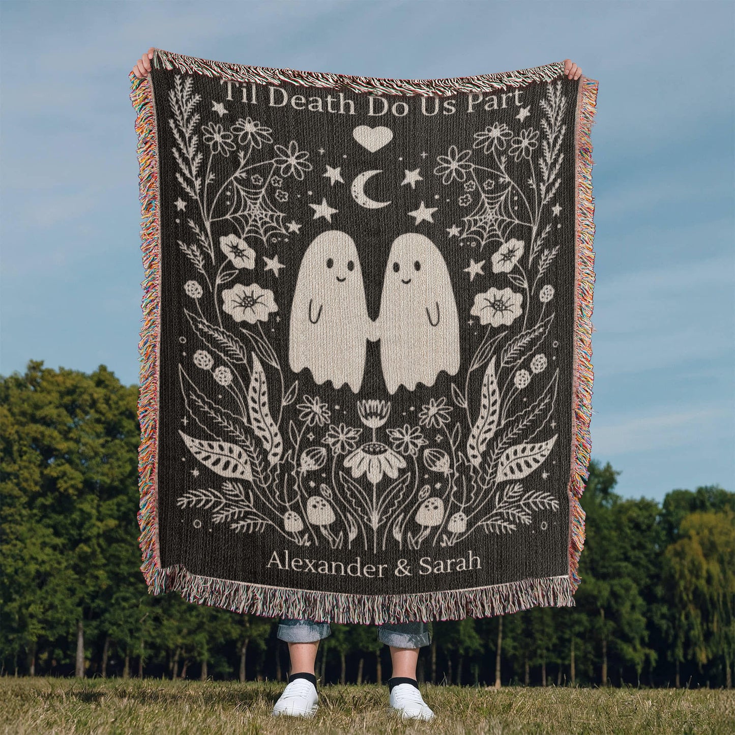 Til Death Do Us Part Ghost Couple | Personalized Woven Blanket