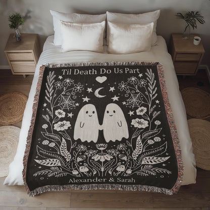 Til Death Do Us Part Ghost Couple | Personalized Woven Blanket