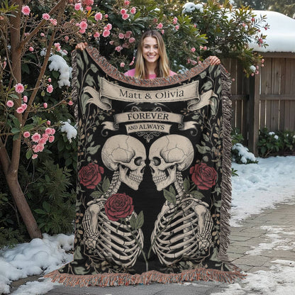 Gothic Skeleton Couple | Personalized Woven Blanket