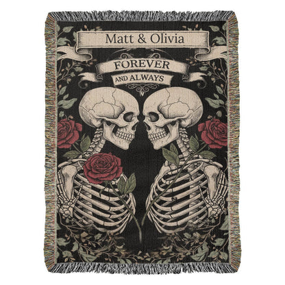 Gothic Skeleton Couple | Personalized Woven Blanket