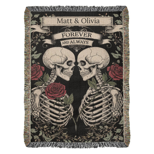 Gothic Skeleton Couple | Personalized Woven Blanket