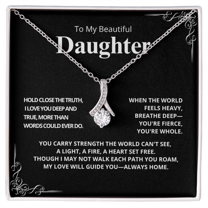 To My Beautiful Daughter - Hold Close the Truth (Black) - Alluring Beauty Necklace