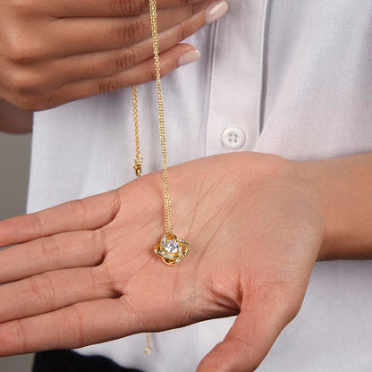 To My Beautiful Granddaughter - Like a Flower in Bloom -  Love Knot Necklace