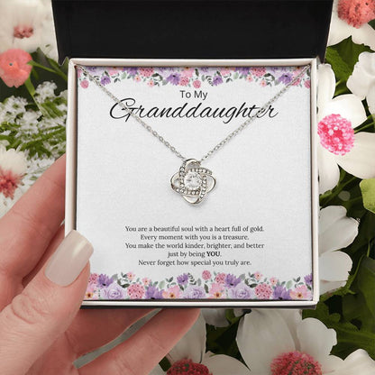 To My Granddaughter - You are a Beautiful Soul -  Love Knot Necklace