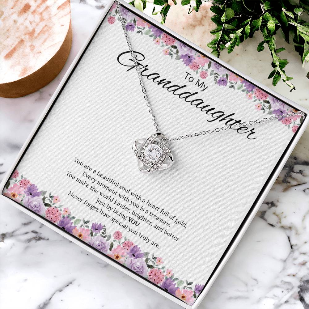 To My Granddaughter - You are a Beautiful Soul -  Love Knot Necklace