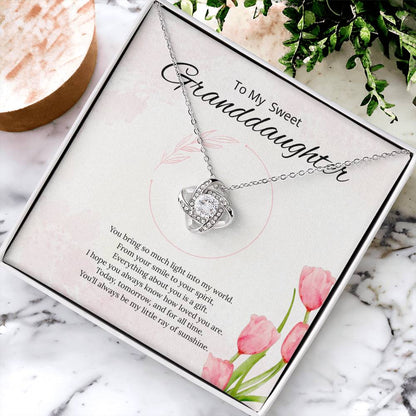 To My Sweet Granddaughter - You Bring so much light - Love Knot Necklace