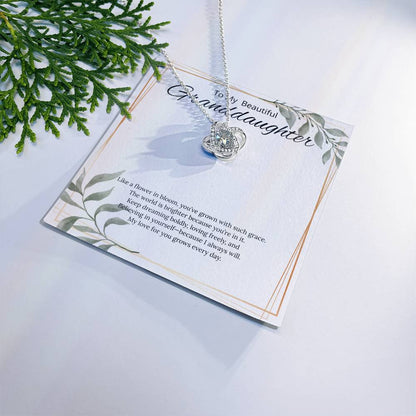 To My Beautiful Granddaughter - Like a Flower in Bloom -  Love Knot Necklace