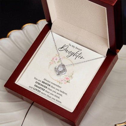 To My Sweet Daughter - Always Remember - Love Knot Necklace