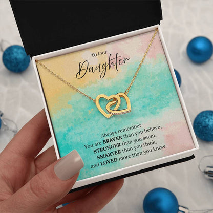 To Our Daughter - Always Remember - Interlocking Hearts Necklace