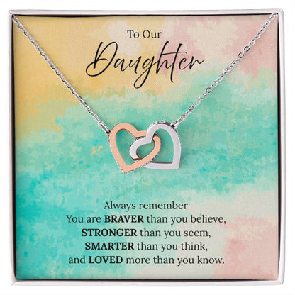 To Our Daughter - Always Remember - Interlocking Hearts Necklace