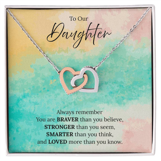 To Our Daughter - Always Remember - Interlocking Hearts Necklace