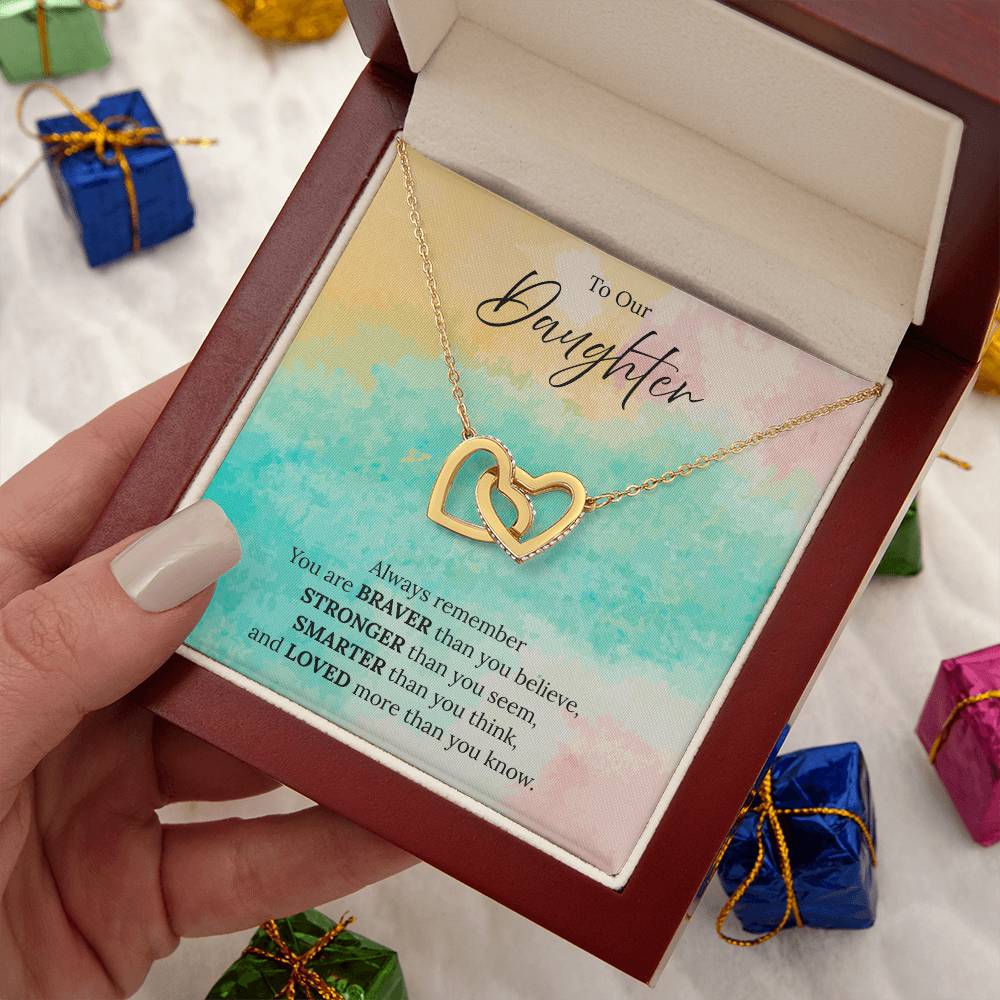 To Our Daughter - Always Remember - Interlocking Hearts Necklace