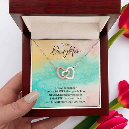 To Our Daughter - Always Remember - Interlocking Hearts Necklace