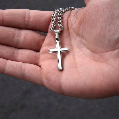 To My Son - I Cherish You - Cuban Link Chain Cross