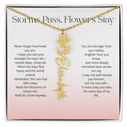 Personalized Flower Name Necklace - Storm Pass, Flower Stay (Gradient)
