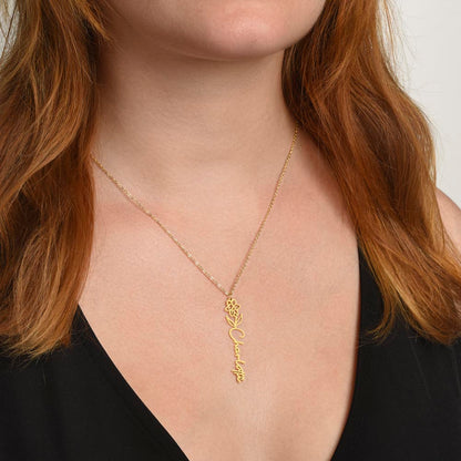 Personalized Flower Name Necklace - Storm Pass, Flower Stay (Gradient)
