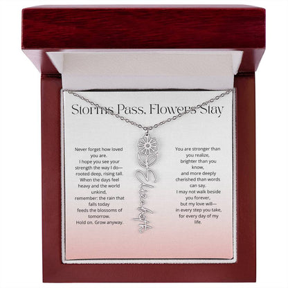 Personalized Flower Name Necklace - Storm Pass, Flower Stay (Gradient)