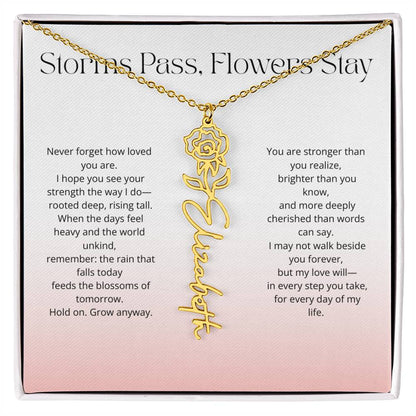 Personalized Flower Name Necklace - Storm Pass, Flower Stay (Gradient)