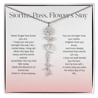 Personalized Flower Name Necklace - Storm Pass, Flower Stay (Gradient)