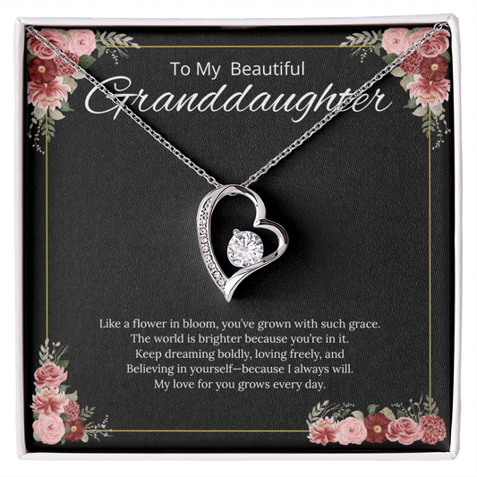 To My Beautiful Granddaughter - Like a Flower in Bloom  - Forever Love Necklace